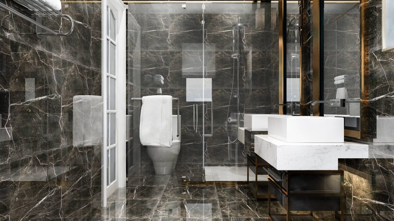 baño moderno en negro